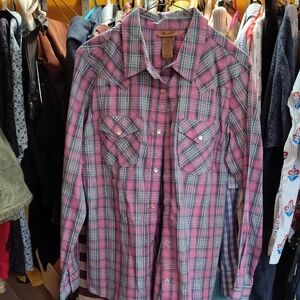 Wrangler Pink and Blue Checkered Casual Shirt